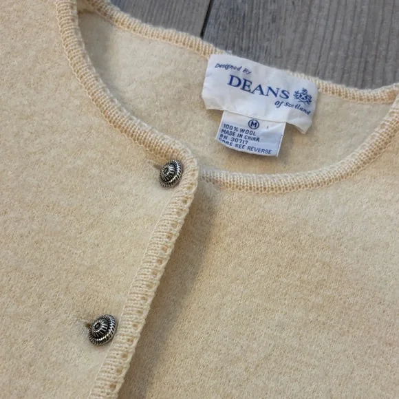 Vintage 100 Wool Cream Deans of Scotland Jacket Size Medium - Picture 2 of 9